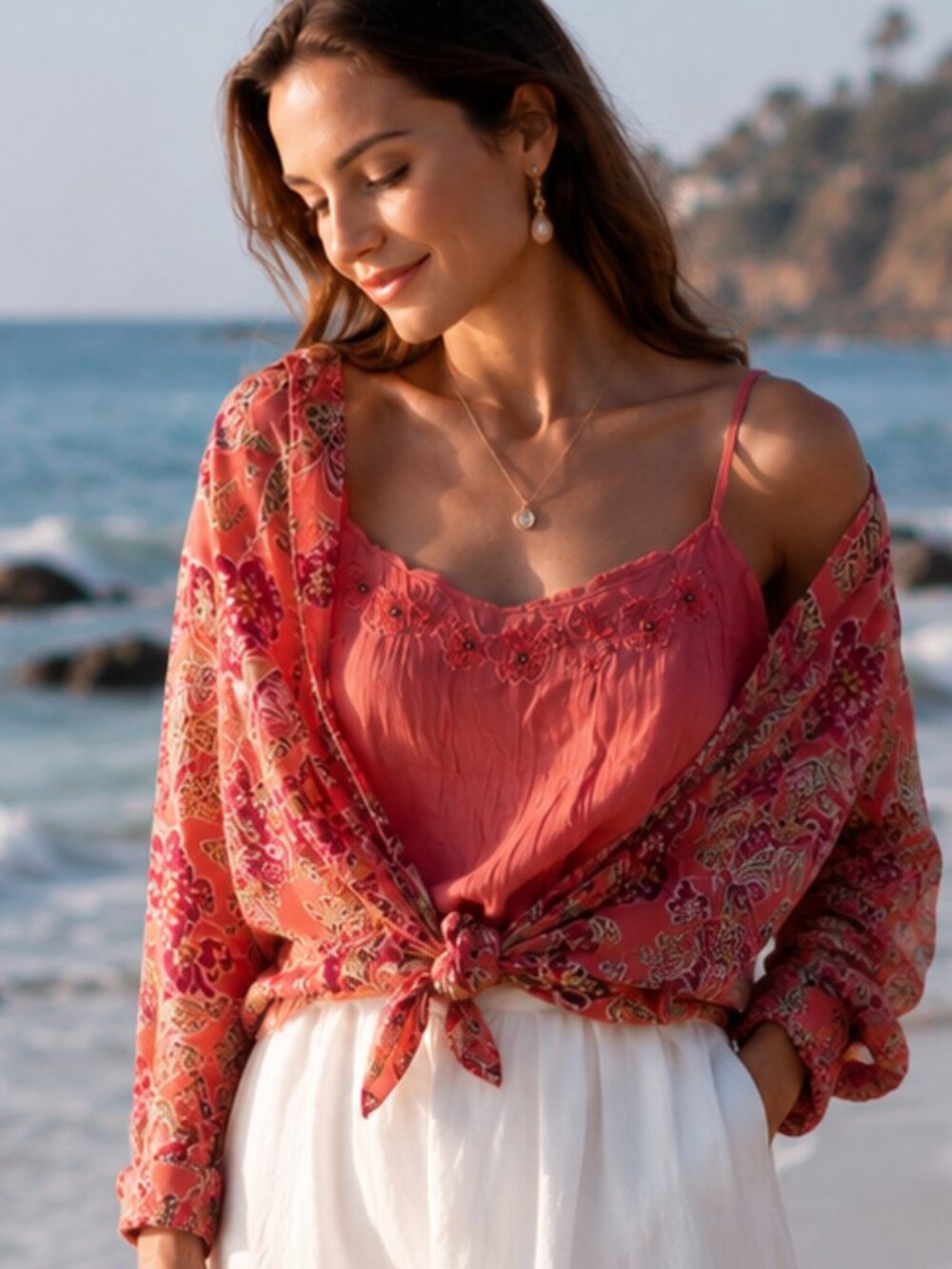NWT Tommy Bahama 100% Silk 2 Piece Resort Set Floral Shirt & Cami